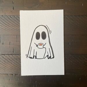 Ghost Art Canvas with Coffee - Black and White